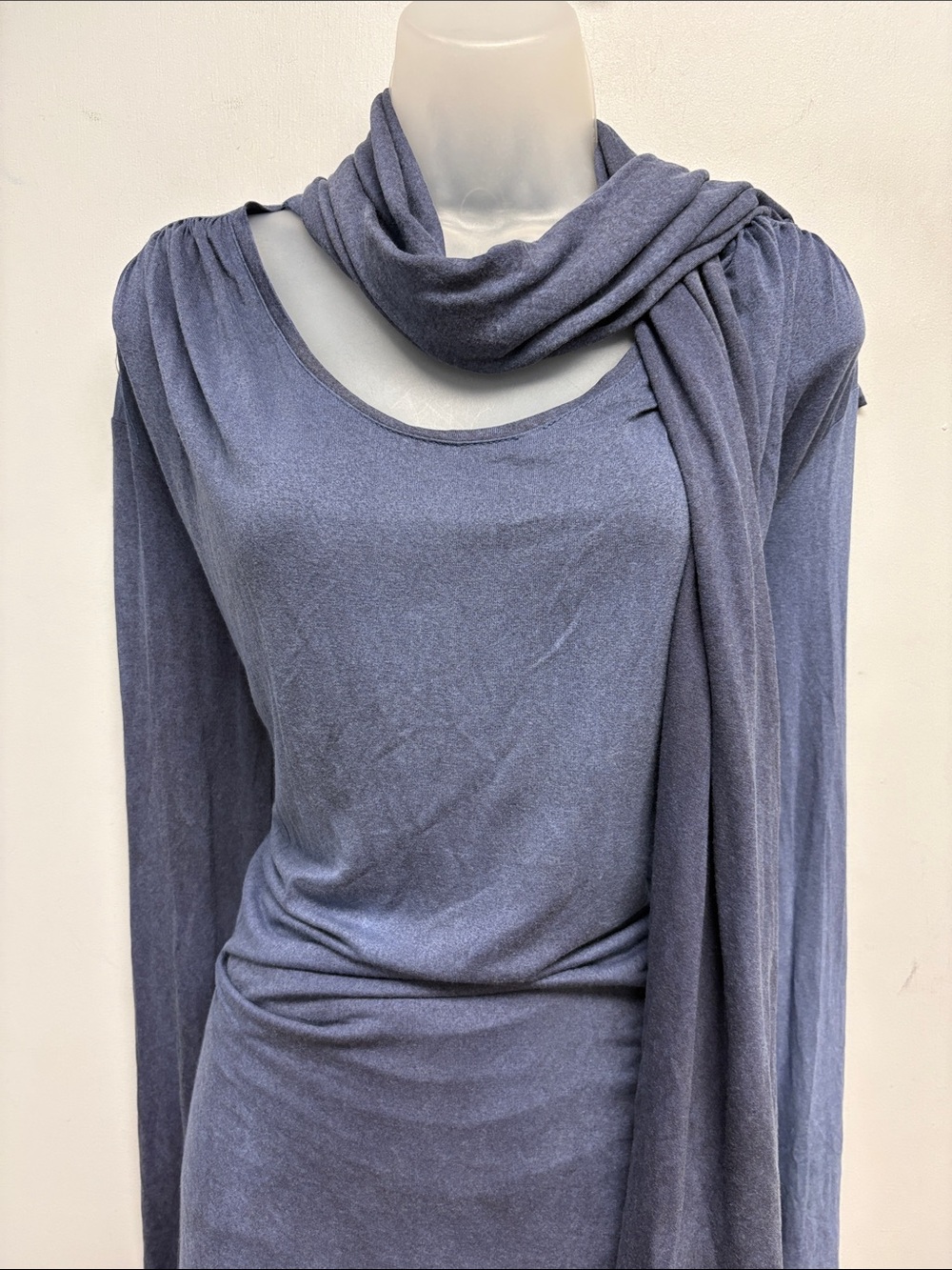 Vivienne Westwood Anglomania Draped Scarf Neck Midi Dress Blue Made in Italy - Picture 2 of 13